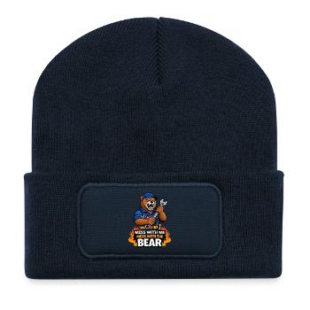 Bear Mechanic: Mess With Me Bear - Recycled Patch Beanie - french navy - Front