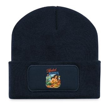 Sirène rétro : Accro aux livres Design de pin-up - Beanie recyclé à patch - bleu marine - Devant