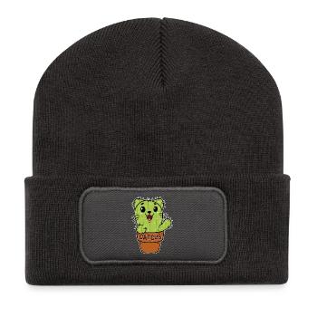 Cat Cactus Kitten Cacti - Recycled Patch Beanie - dark grey - Front