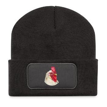 der Schönste Hahn Prachtexemplar Hahn im Korb - Recycelte Patch Beanie - Dunkelgrau - Vorne