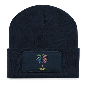 Palm Tree Island Symbol Colorful - Recycled Patch Beanie - french navy - Front