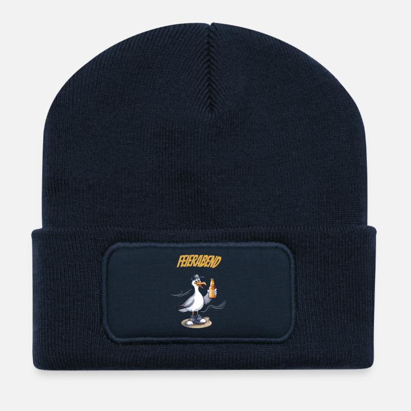 Feierabend Möwe Bierlustig Spruch - Recycled Patch Beanie - french navy