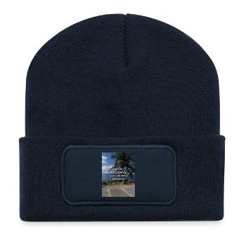 Souvenirs au lieu d’argent – Côte tropicale - Beanie recyclé à patch - bleu marine - Devant