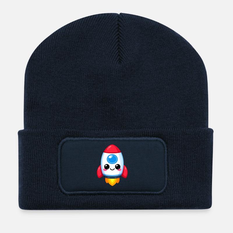 Kawaii-Stil Raketenanhänger - Recycelte Patch Beanie - French Navy