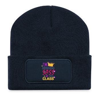 Faire entrer Sass dans la Couronne de la Classe - Beanie recyclé à patch - bleu marine - Devant