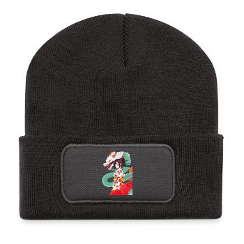 Anime Style Geisha with Dragon - Recycled Patch Beanie - dark grey - Front