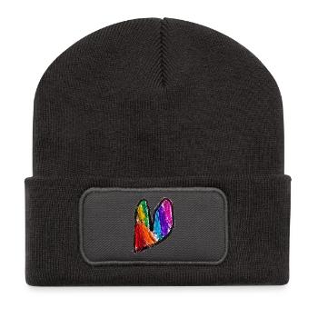 Rainbow Heart Doodle Art - Recycled Patch Beanie - dark grey - Front