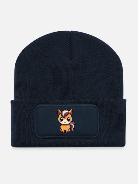 Cute chibi bangs with purple mane - Recycled Patch Beanie - french navy