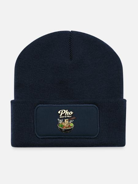 Pho State Of Mind Cuisine vietnamienne vintage - Beanie recyclé à patch - bleu marine