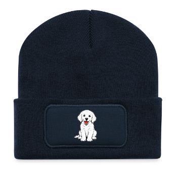 Golden_Retriever_Welpen_sitzend_weiss - Recycelte Patch Beanie - French Navy - Vorne