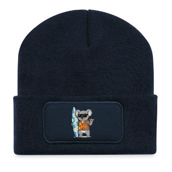 Surfer koala in a Hawaiian shirt - Recycled Patch Beanie - french navy - Front
