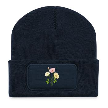 Blumen - Recycelte Patch Beanie - French Navy - Vorne