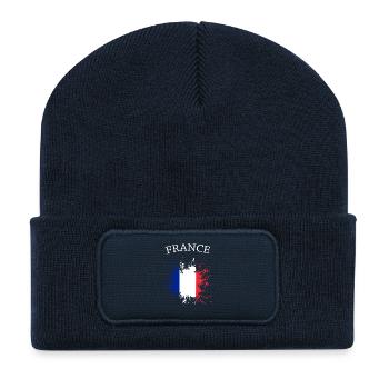 Französische Flaggen Splatter - Recycelte Patch Beanie - French Navy - Vorne