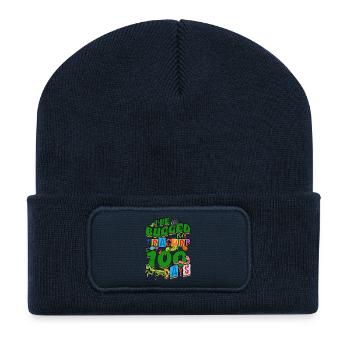 Ich habe meinen Lehrer seit 100 Tagen genervt - Recycelte Patch Beanie - French Navy - Vorne