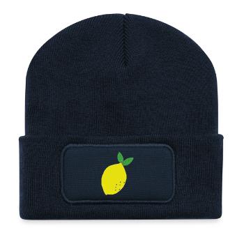 Motif Lemon Glowing - Beanie recyclé à patch - bleu marine - Devant