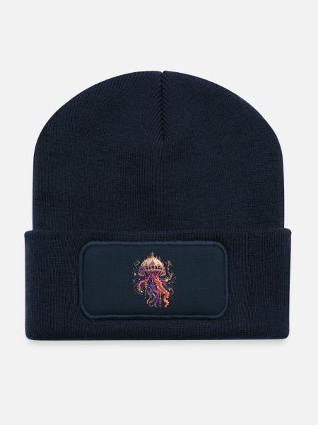 Dome doré Méduse féerique - Beanie recyclé à patch - bleu marine