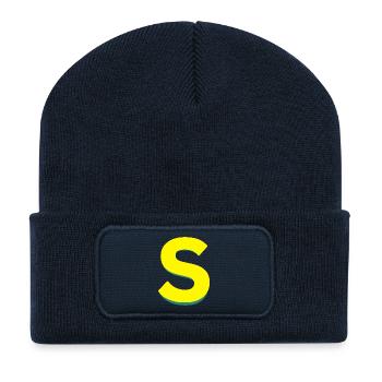 Buchstabe S-Zeichen – gelb - Recycelte Patch Beanie - French Navy - Vorne