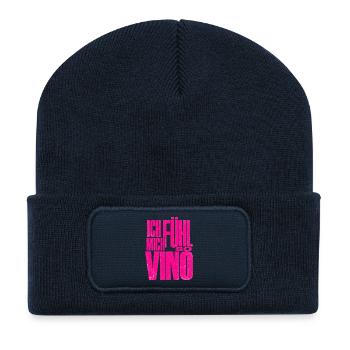 Ich fühl mich so Vino! - Recycelte Patch Beanie - French Navy - Vorne