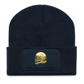Mosel Germany | Vintage River Valley Poster - Recycelte Patch Beanie - French Navy - Vorne