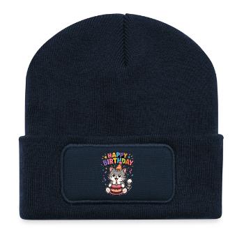 Happy Birthday cat - Recycelte Patch Beanie - French Navy - Vorne