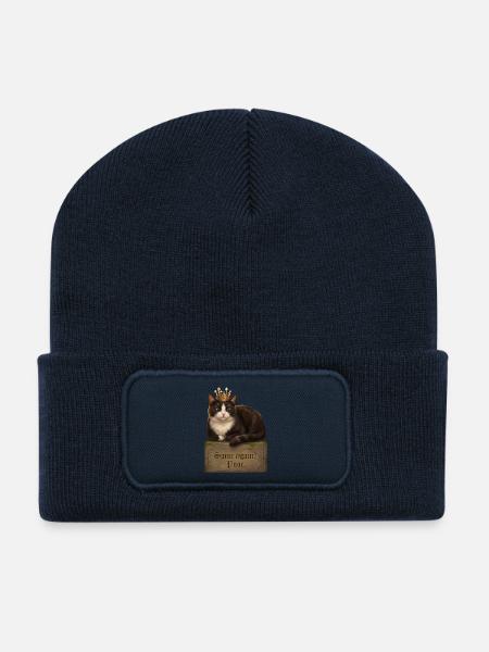 Die königliche Katze auf dem Grab - Recycelte Patch Beanie - French Navy