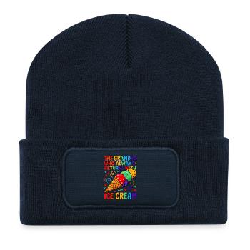 Opa kommt immer mit Eiscreme - Recycled Patch Beanie - french navy - Front