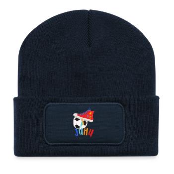 ABC-Schützen mit Fußball-Liebe - Recycelte Patch Beanie - French Navy - Vorne