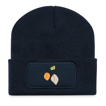 Lineart cat with pastel shapes - Recycled Patch Beanie - french navy - Front
