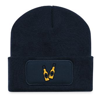 2 Toasting Beer Bottles (Beery / POS 2C) - Recycled Patch Beanie - french navy - Front