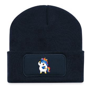 Clumsy Unicorn Paint Roller Fail - Recycled Patch Beanie - french navy - Front