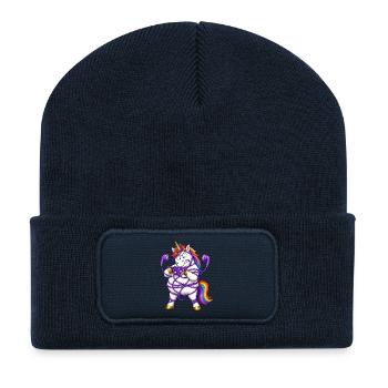 Unicorn Tangled In Earbuds - Recycled Patch Beanie - french navy - Front