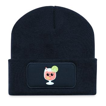 Pink summer drink with lime in aperitif glass - Recycled Patch Beanie - french navy - Front