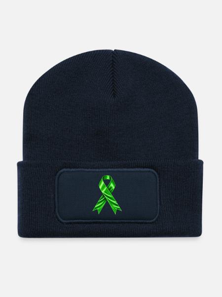 Mental Health Awareness – Hellgrüne Schleife - Recycelte Patch Beanie - French Navy