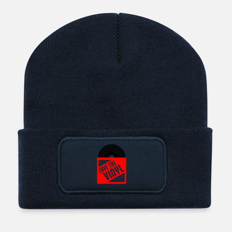 save the vinyl - Recycled Patch Beanie - french navy