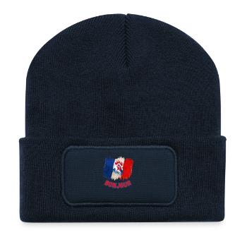 Bonjour France-French Pride coq gaulois - Beanie recyclé à patch - bleu marine - Devant