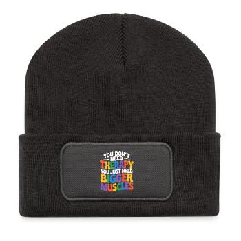 Nur mehr Muskelaufbau - Recycelte Patch Beanie - Dunkelgrau - Vorne