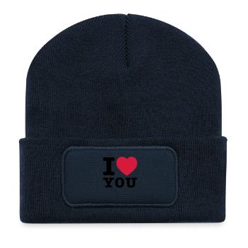Je t'aime 2 - Beanie recyclé à patch - bleu marine - Devant
