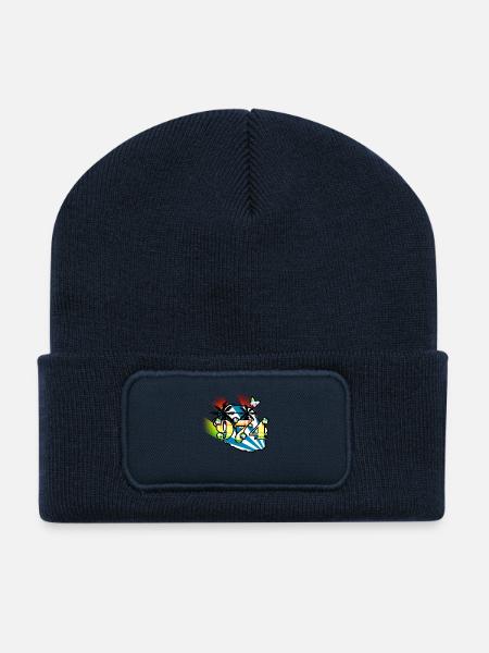 974 - Beanie recyclé à patch - bleu marine