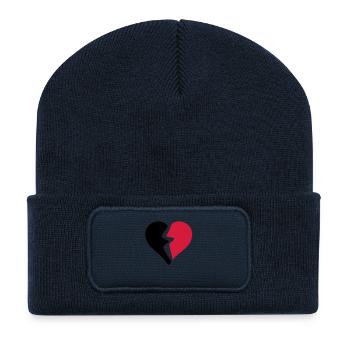 Liebe Herz Herzen Pause Pause Pause - Recycelte Patch Beanie - French Navy - Vorne