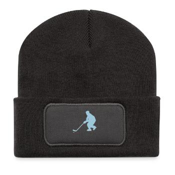 Inline-Skaten Hockey Silhouette2 Zeichnung - Recycelte Patch Beanie - Dunkelgrau - Vorne