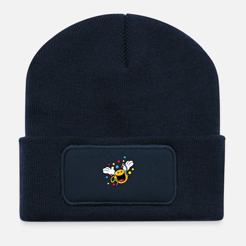 Smiley New Year Woop - Recycelte Patch Beanie - French Navy