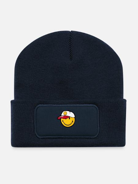 Smiley Lanceur de baseball - Beanie recyclé à patch - bleu marine