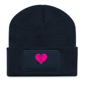 I'm going to be a big sister - Beanie recyclé à patch - bleu marine - Devant