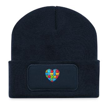 Autisme Cœur Journée de sensibilisation à l’autisme - Beanie recyclé à patch - bleu marine - Devant