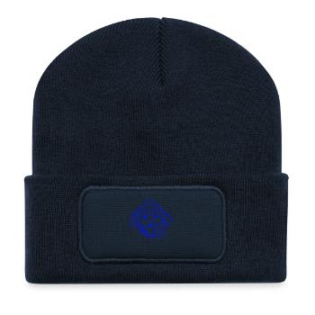 Hase Ritter Schwert Schild Rüstung Helm Burg Held - Recycelte Patch Beanie - French Navy - Vorne
