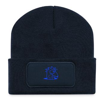 Bird Bottom Hole Funny Goofy Silly Confused Fun - Recycled Patch Beanie - french navy - Front