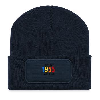 Fabriqué en 1955 - Edition limitée - Année de naissance - Beanie recyclé à patch - bleu marine - Devant