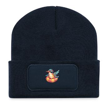 Colibri Oiseau Bande Dessinée Cool - Beanie recyclé à patch - bleu marine - Devant