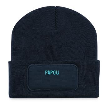 PAPOU. PAPA. FÊTE DES PÈRES. BONNE FÊTE PAPA - Beanie recyclé à patch - bleu marine - Devant