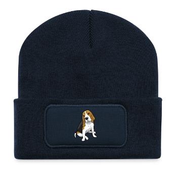 Beagle Dog - Recycled Patch Beanie - french navy - Front
